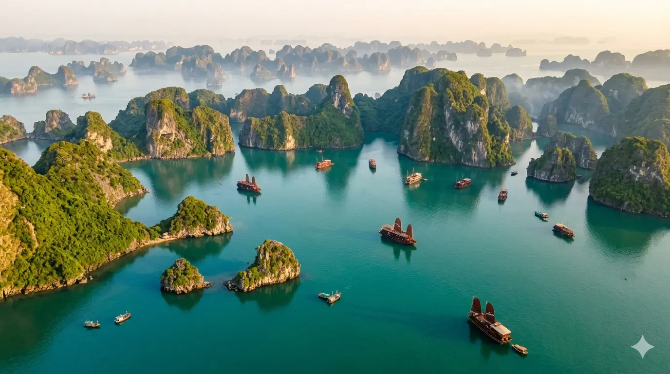 Healthcare cost Vietnam without insurance - Ha Long Bay aerial