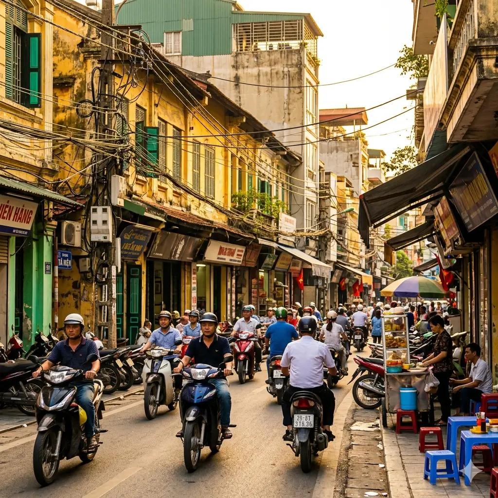 Hanoi Old Quarter street scene - travel insurance Vietnam
