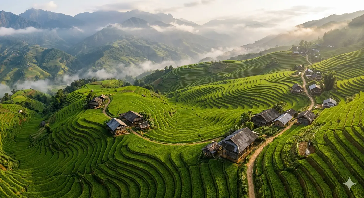 Health insurance Vietnam over 60 - terraced rice fields Vietnam